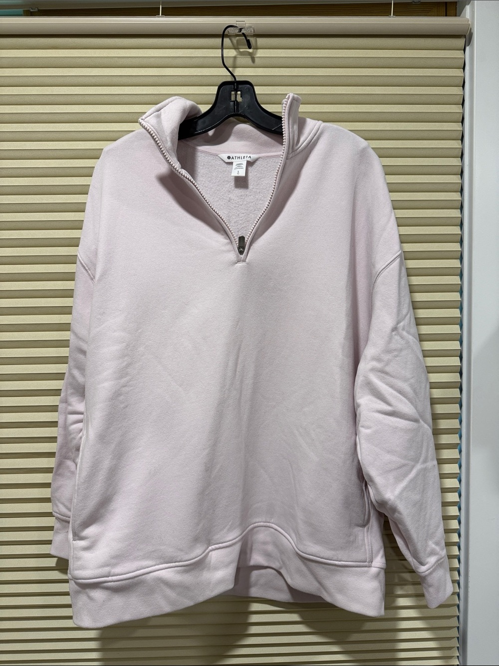 Athleta Pale Pink Quarter-Zip Cowl Sweater